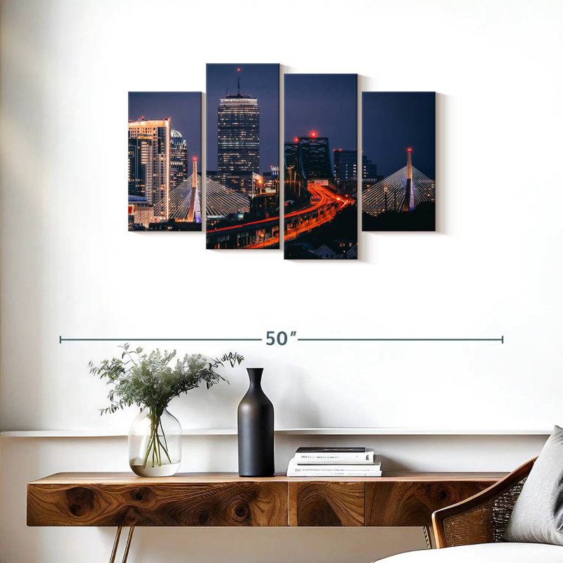 Nicci Boston Nighttime Skyline, 22" H x 36" W