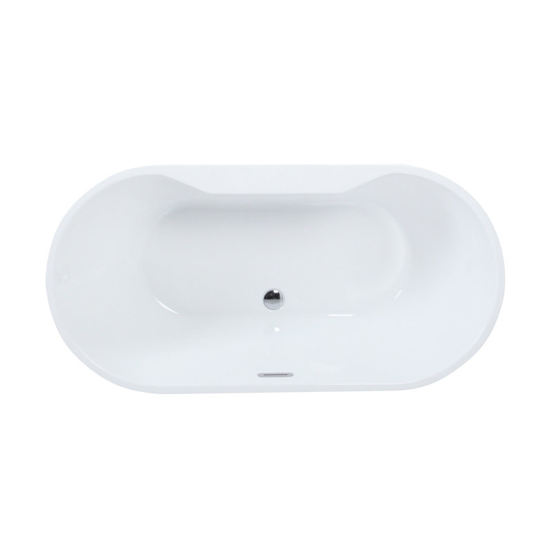 Kingston Brass Aqua Eden 63-Inch Acrylic Oval Double Ended Freestanding Tub with Drain