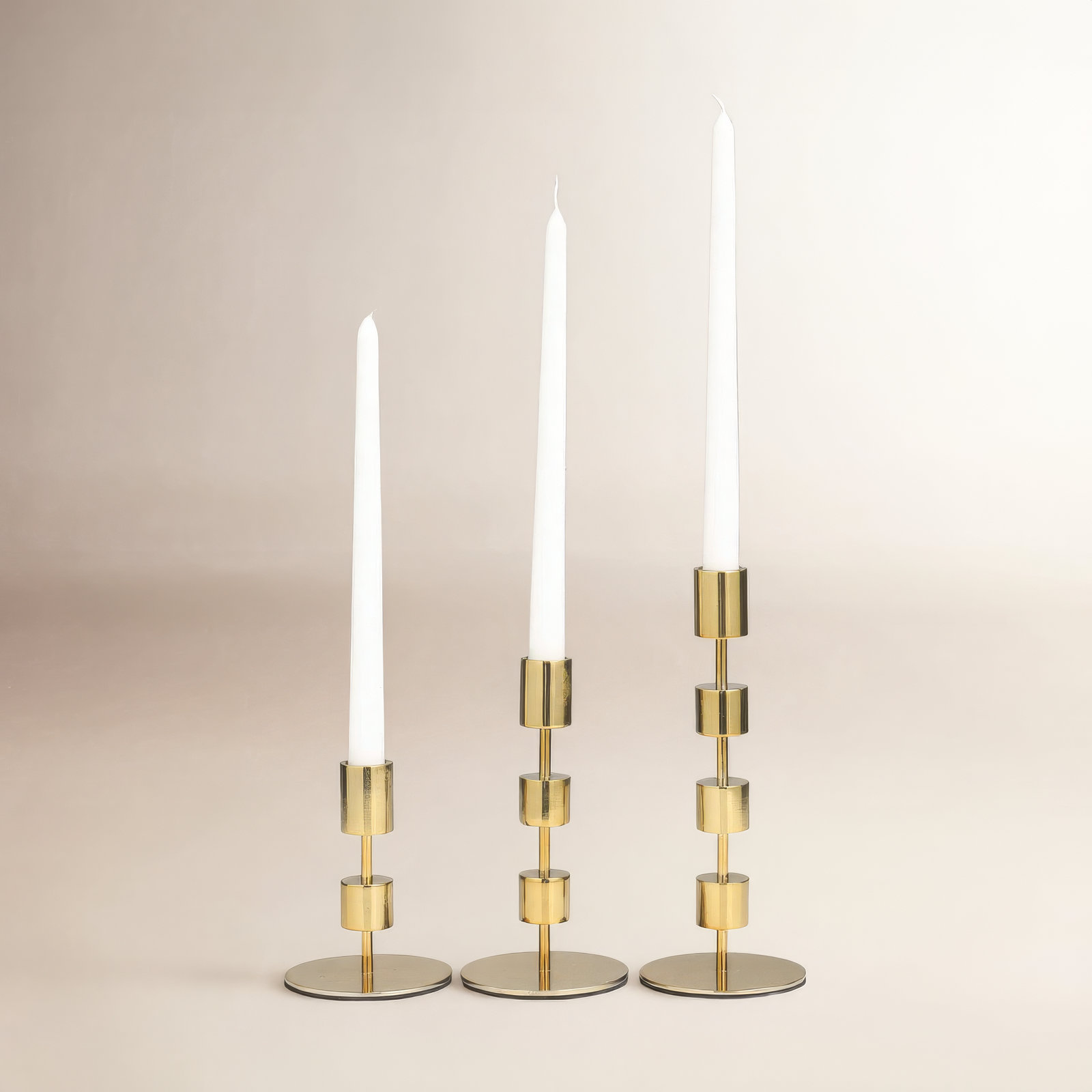 Brenner 3-Piece Aluminum Candlestick Set, Gold