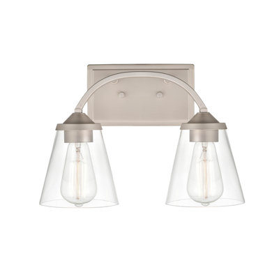 2 lumières 14 po Éclairage pour meuble-lavabo en nickel satiné