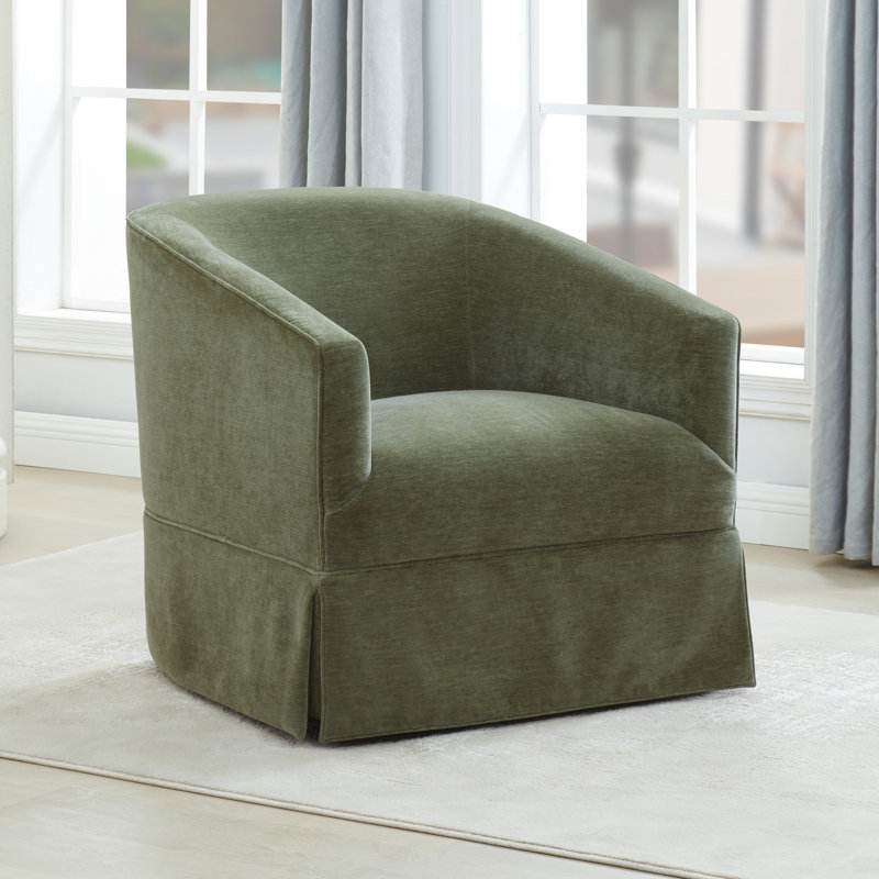 Delaplaine 30.5" Wide Polyester Swivel Barrel Chair, Caper