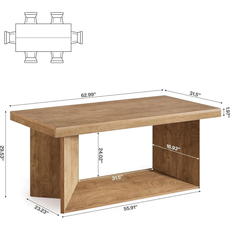 Wood Frame Dining table with sturdy base