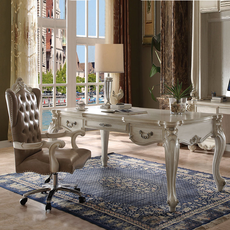 Fauteuil pivotant rétro gris et blanc os