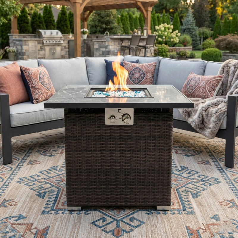 Foyer de table d'extérieur au propane carré de 25 po x l 30 po Pavyer