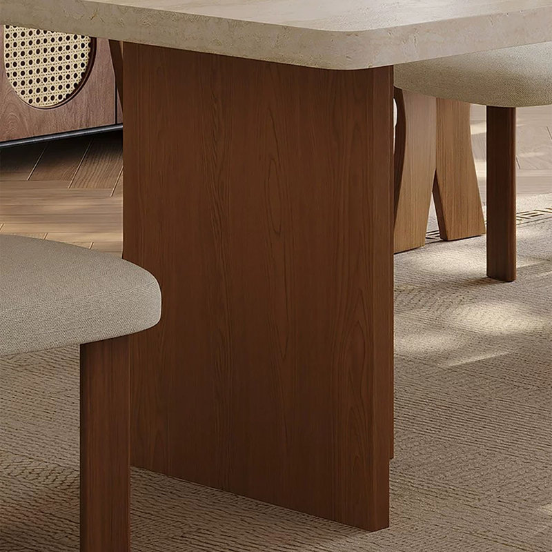 Table en pierre frittée de style crème, 29.5" H x 70.9" W x 31.5" D