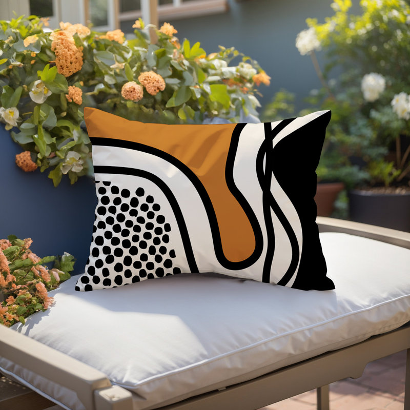 Coussin lombaire réversible intérieur / extérieur Jai Abstract, H 18 po x l 25 po, Orange brûlé