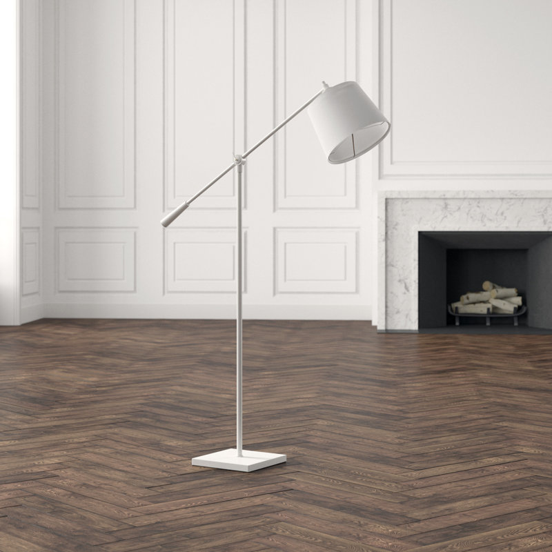 Real Simple Task Floor Lamp, Mont Blanc White Parchment, Stardust White Powder Coat