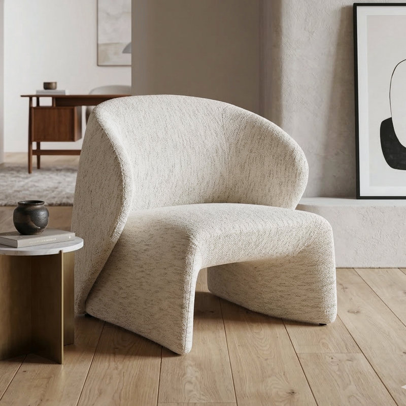 Fauteuil d'appoint rembourré à dossier bas Premier, Beige