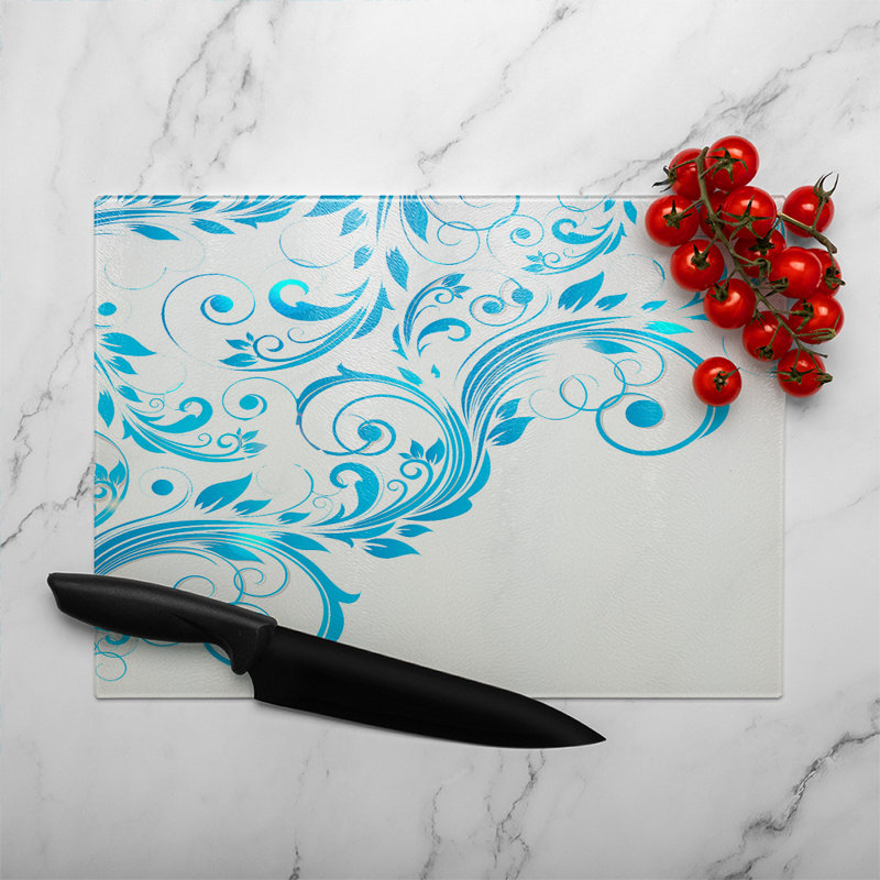 Swirls Glass Chopping Board, 40cm L x 28cm W