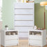 Ensemble de chambre à coucher 3 pièces en bois rustique, blanc