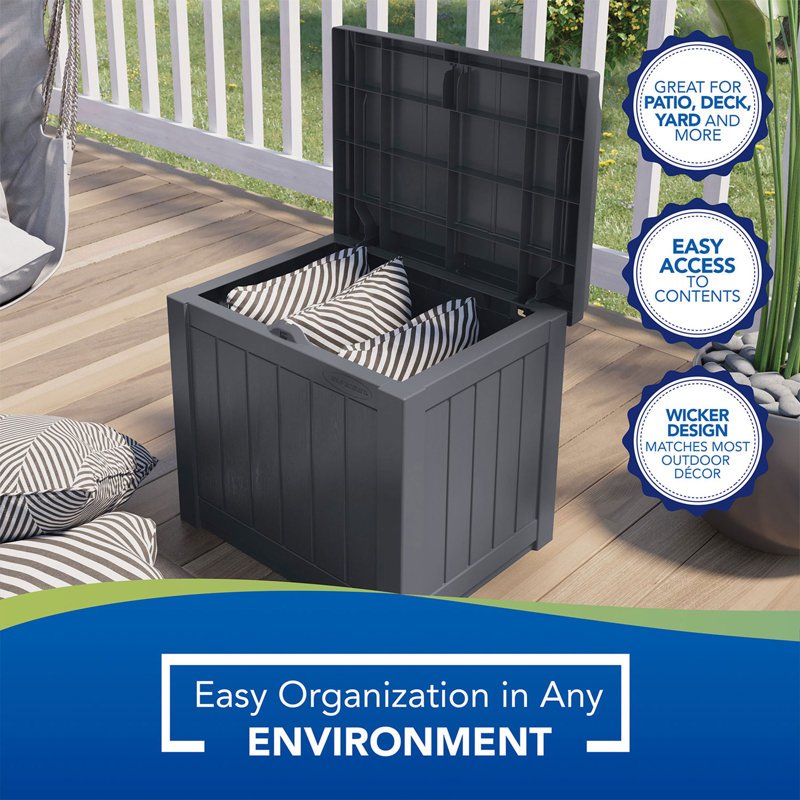Suncast 17'' W 22 Gallons Water Resistant Resin Deck Box in Black