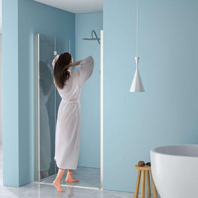 Brushed Nickel 32"w X 72"h Tempered Glass Shower Door - To Wear And Tear, Space Optimization Advantage, Bathroom Essential Component Marks, Adjustable Width Setting, Necessity