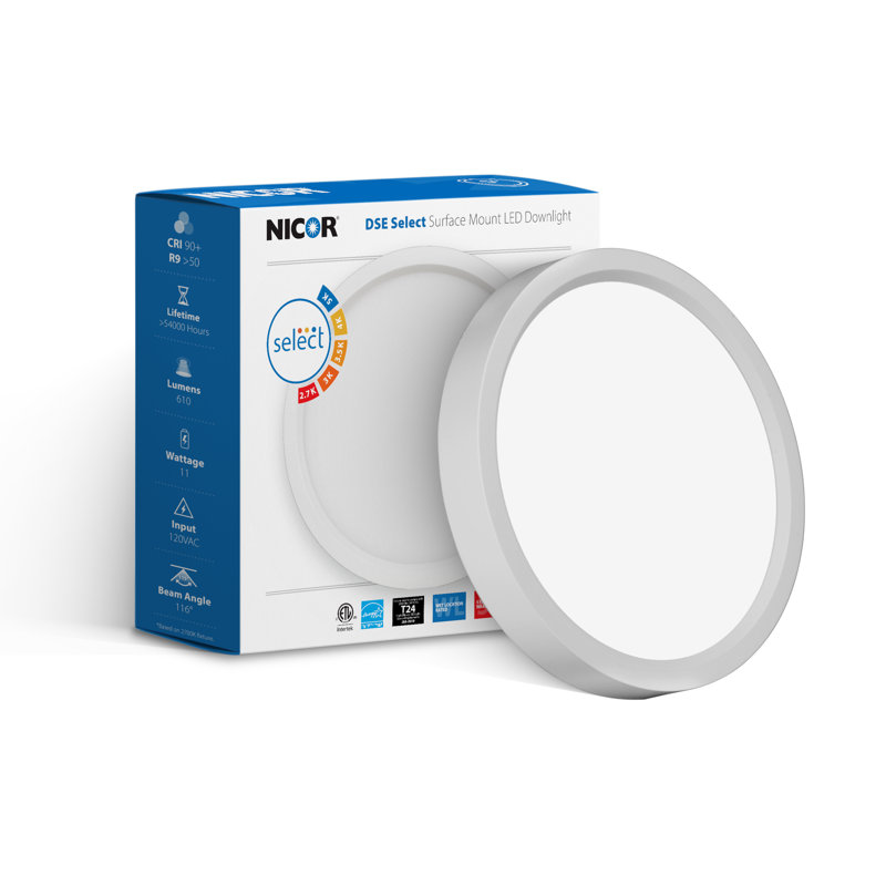 Plafonnier encastré à DEL Kocher, Blanc, H 0,67 po x l 5,35 po x P 5,35 po