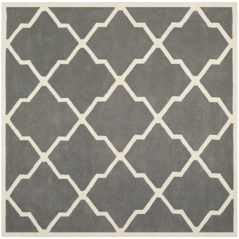 Carolene Hand Tufted Wool Geometric Rug, Square 7'