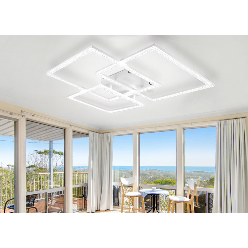 Birkle Crystal Led Flush Mount, White