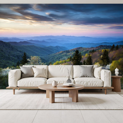 Peel and Stick Wallpaper Scenic Blue Ridge Parkway Appalachians Smoky Mountains Wall Murals 69"H x 96"W Removable PVC Wall Paper Self-Adhesive Wall Paintings Art Decor for Bedroom Living Room