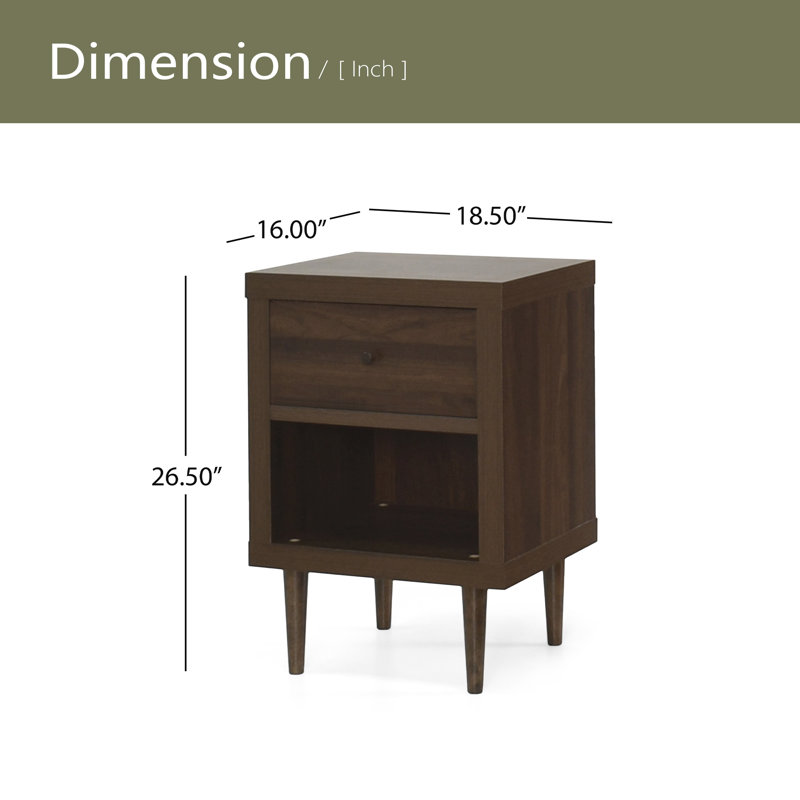 Table de chevet 1 tiroir, Noyer