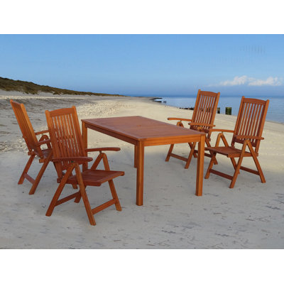 Galvan 4 - Person Wood Patio Dining Set with Rectangular Table