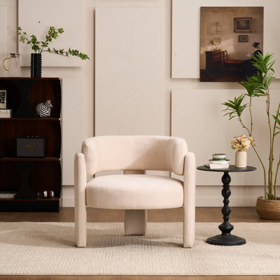 33" Modern Accent Chair with Curved Backrest and Three-Leg Base