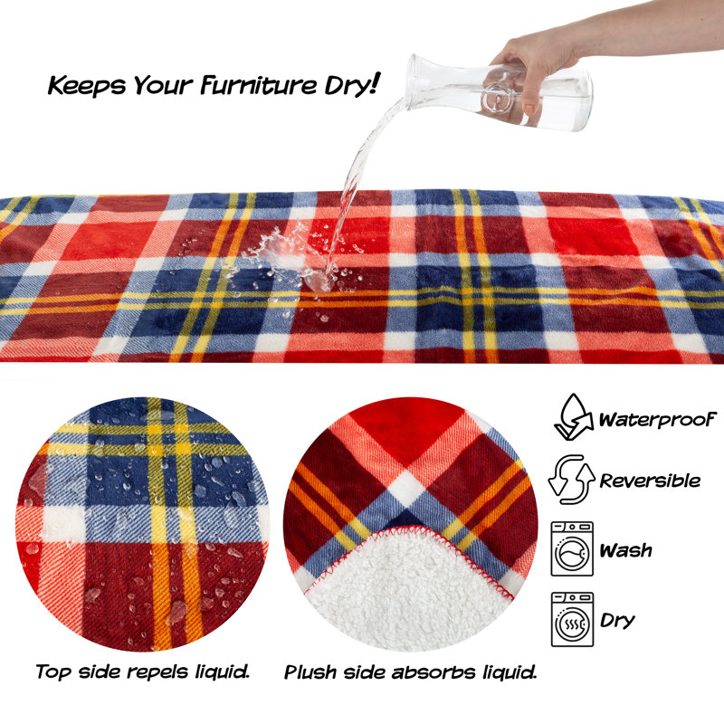 Large Red Plaid Waterproof Outdoor Pet Blanket