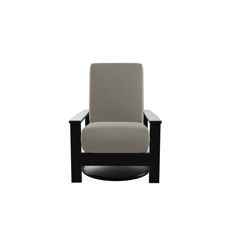 Chaise berçante pivotante cachée en polymère Leeward, Noir, Lin naturel
