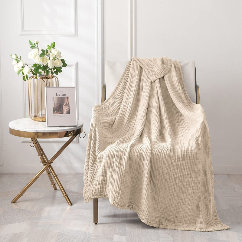 Couverture 100% coton Guillemette, Diluer le brun