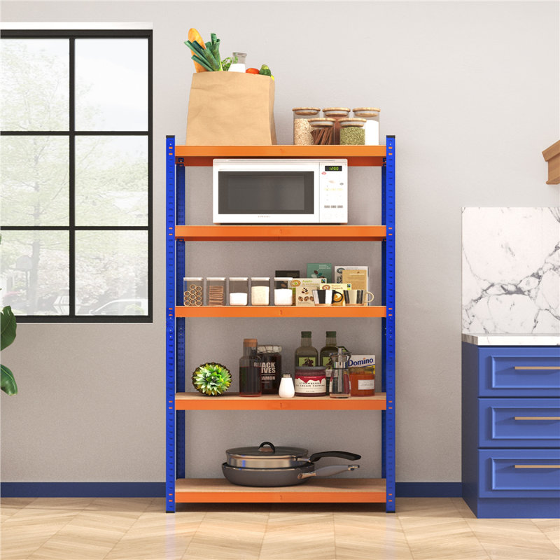 180cm 4 Shelf Shelving Unit, Black/Brown, 180cm H x 120cm W x 45cm D