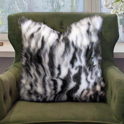 Juan Thomas Collection® Black White Chic Faux Fur Throw Pillow