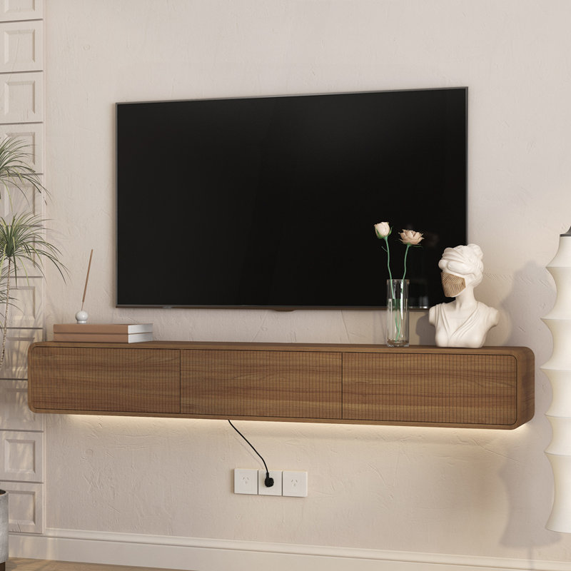 Meuble télé flottant avec 16 lumières DEL de couleur, Wood