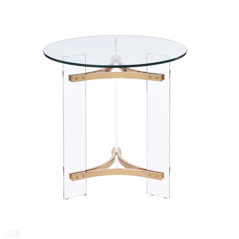 Table de bout à finition dorée Sosi, table de bout ronde, table de bout