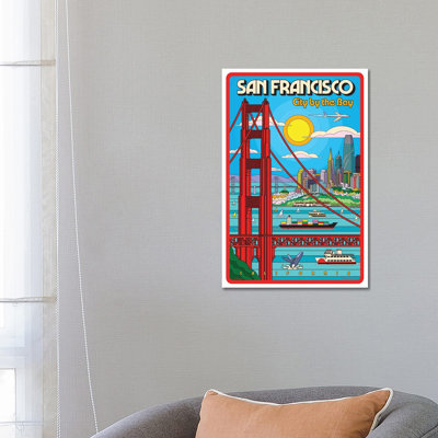 San Francisco Pop Art Travel Poster by Jim Zahniser - Wrapped Canvas Print