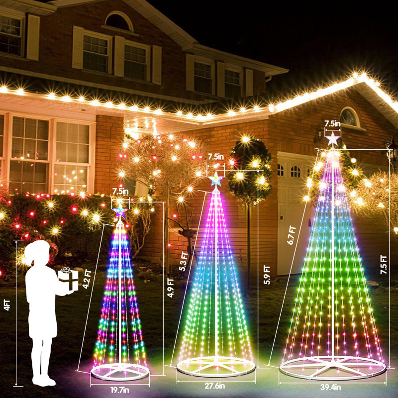 Arbre de Noël à DEL en forme de cône avec étoile