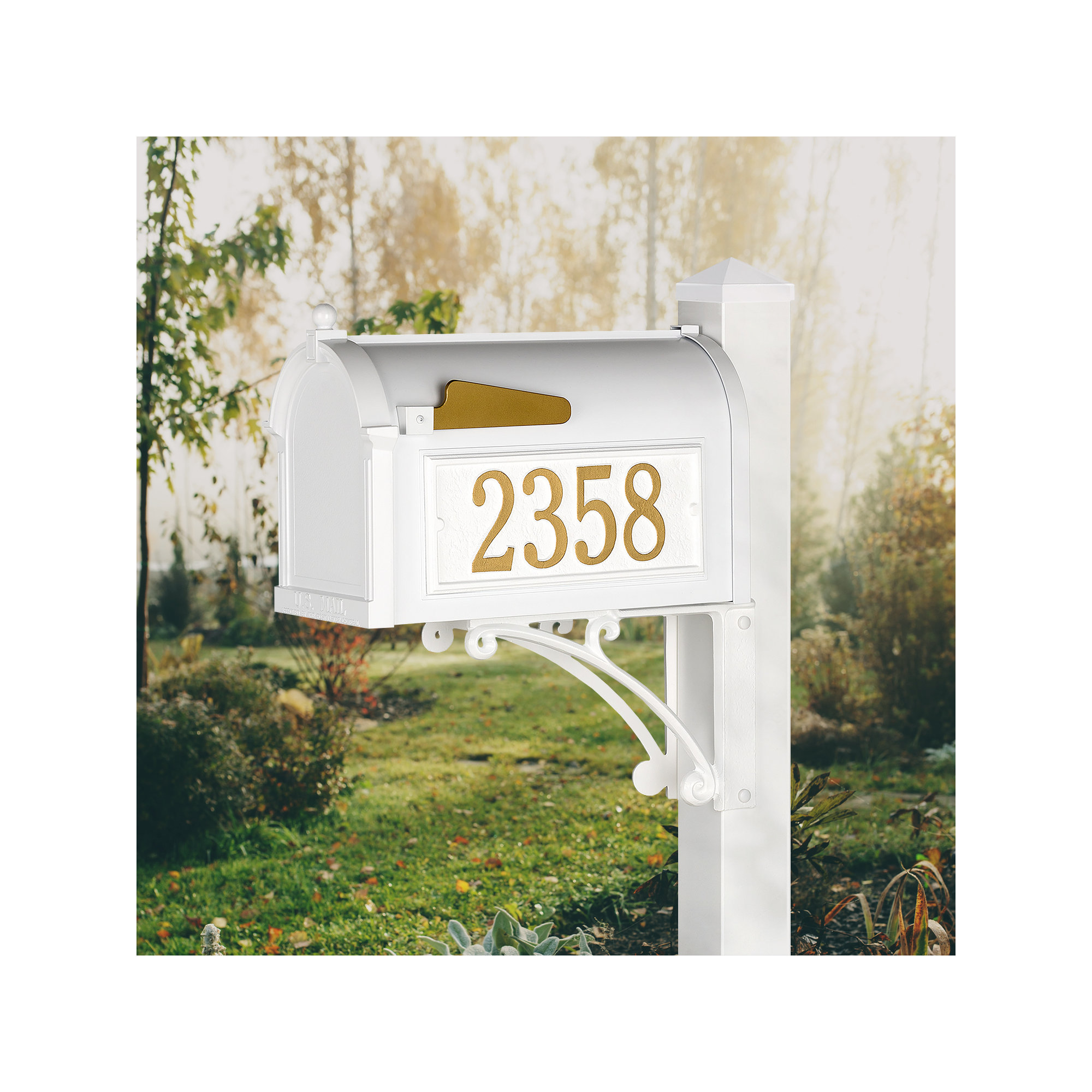 Superior Post Mounted Mailbox, White, Yes
