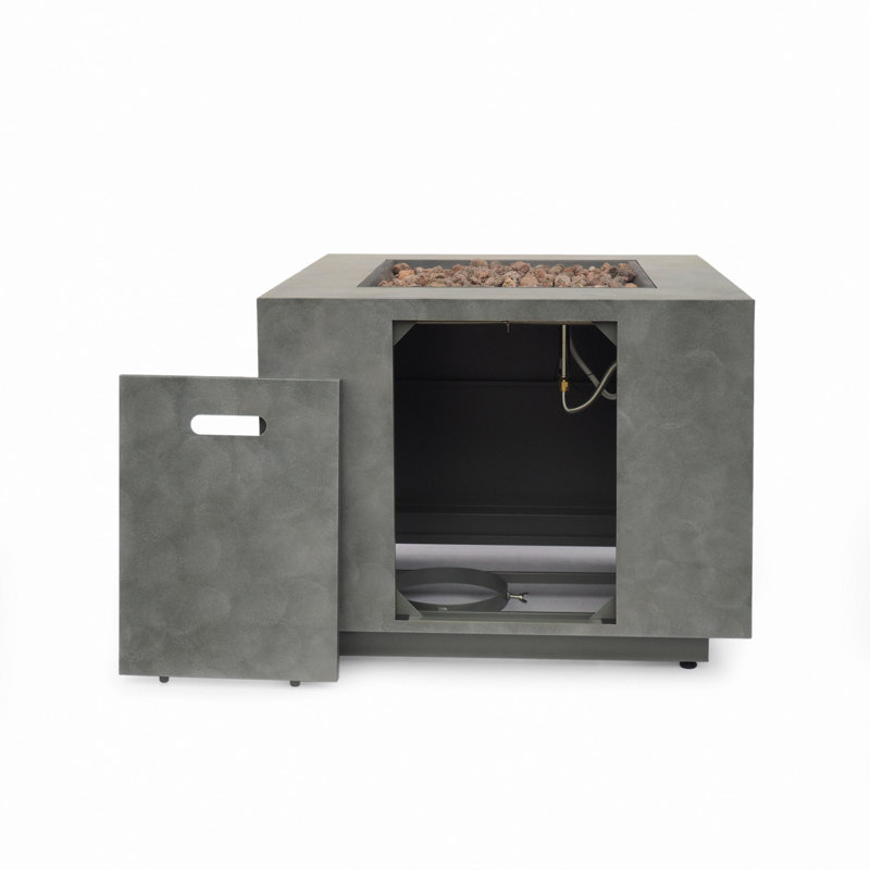 Foyer carré en fer - 50 000 Btu, Gris Pierre