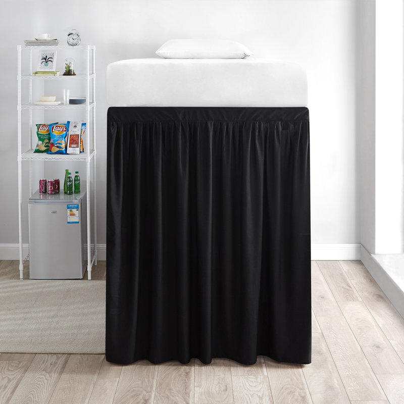 Ruffled Bed Skirt, Black, Twin XL Extended