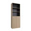 Bibliothèque de rangement à 2 portes en wengé et positano avec 5 étagères, meuble de présentation vertical contemporain pour salon ou bureau à domicile