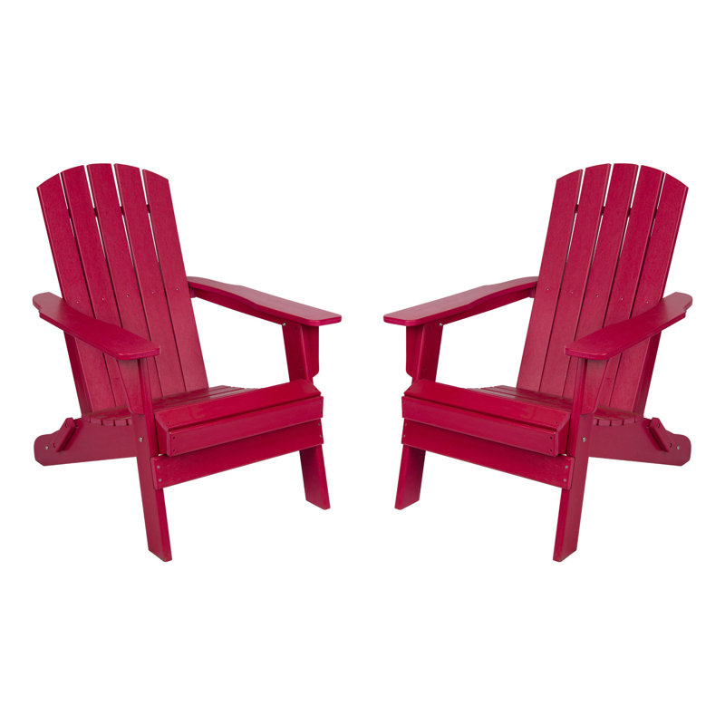 Marina Weather-Resistant Foldable Outdoor Adirondack Chair, Red