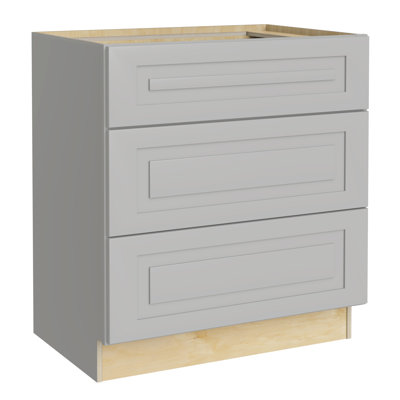 Gallery Express Ellison Plywood Assembled 24 in W x 24 in D x 34.5 in H Drawer Base Kitchen Cabinet in Cloud