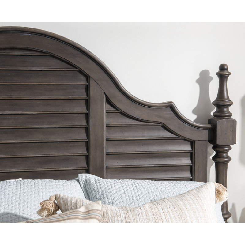 King Gray and Brown Wood Poster Bed