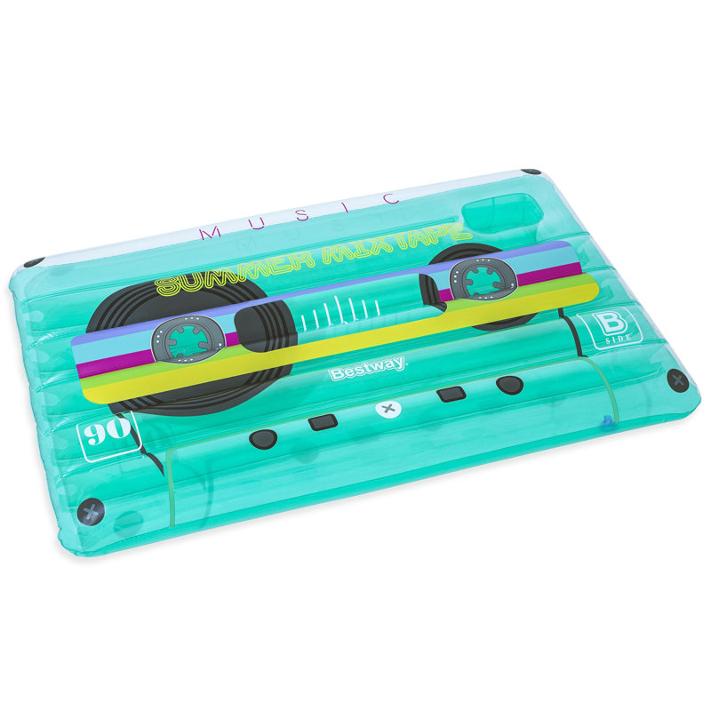 H2OGO! Flotteur de piscine Retro Beats - 68,5 po x 46 po, conception de cassettes de musique bleu sarcelle