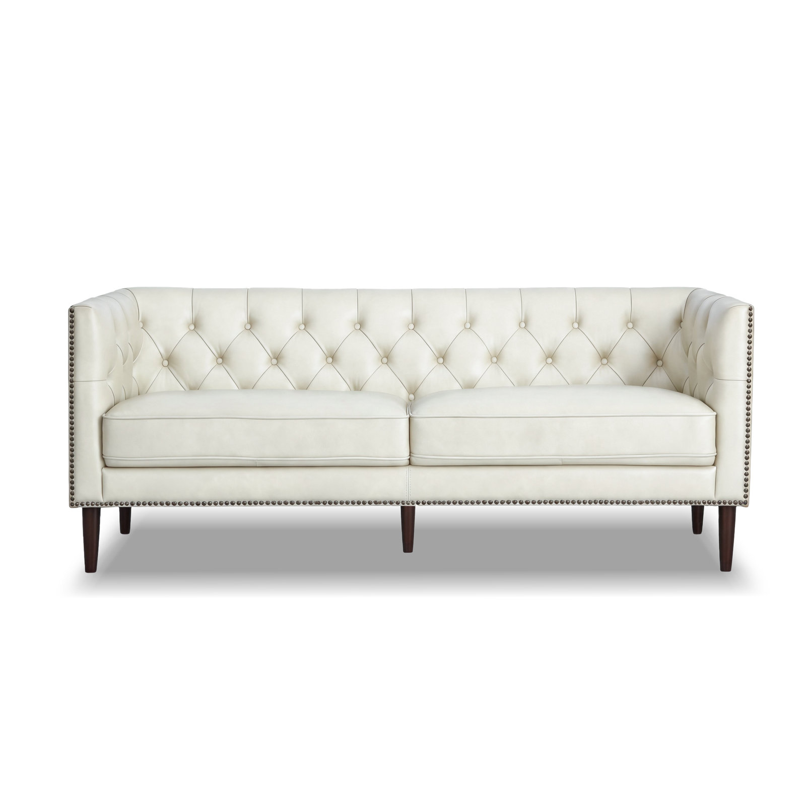 Woodford 85" Genuine Leather Sofa, Cream