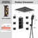 12" Flush Mounted Luxury Thermostatic Rainfall Shower System with LED and 6 Body Jets