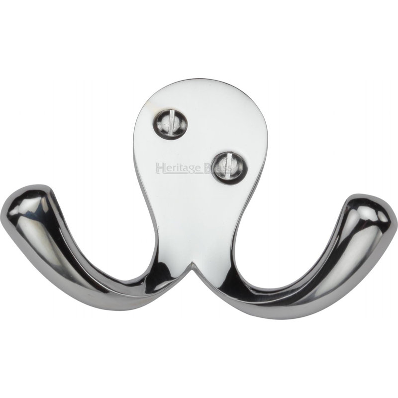 Heritage Brass Heritage Double Coat Hook, Polished Chrome