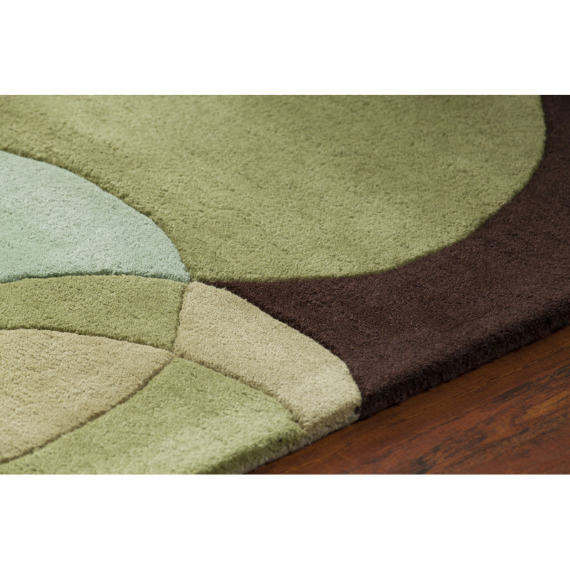 Tapis brun, vert et bleu en laine touffeté à la main Samual Authentic, Rectangle 5 pi x 7 pi 6 po,  Brun / vert / bleu 