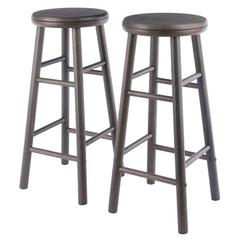 Swivel Solid Wood Bar Stool , Bar Stool (30.20" Seat Height), Oyster Gray