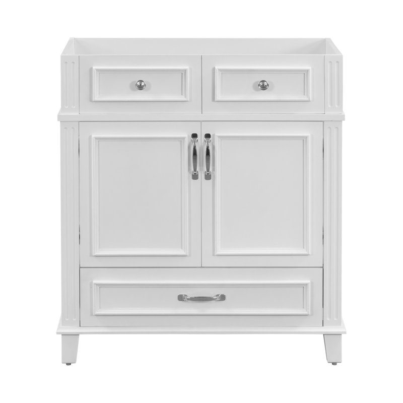 Base de meuble-lavabo simple 29,37 po seulement, Blanc, Argent