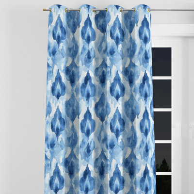 Rideaux de fenêtre Coastal - Rideau à œillets ikat bleu plage - 1 panneau