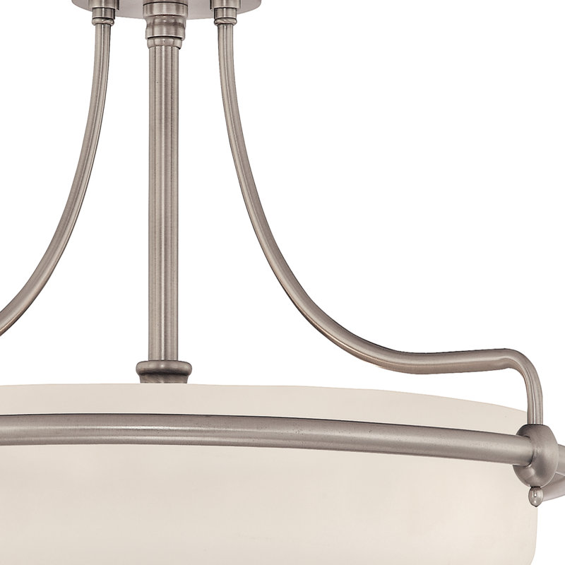 Ampelio Glass Semi Flush Mount, Antique Nickel, 14" H x 21" W x 21" D