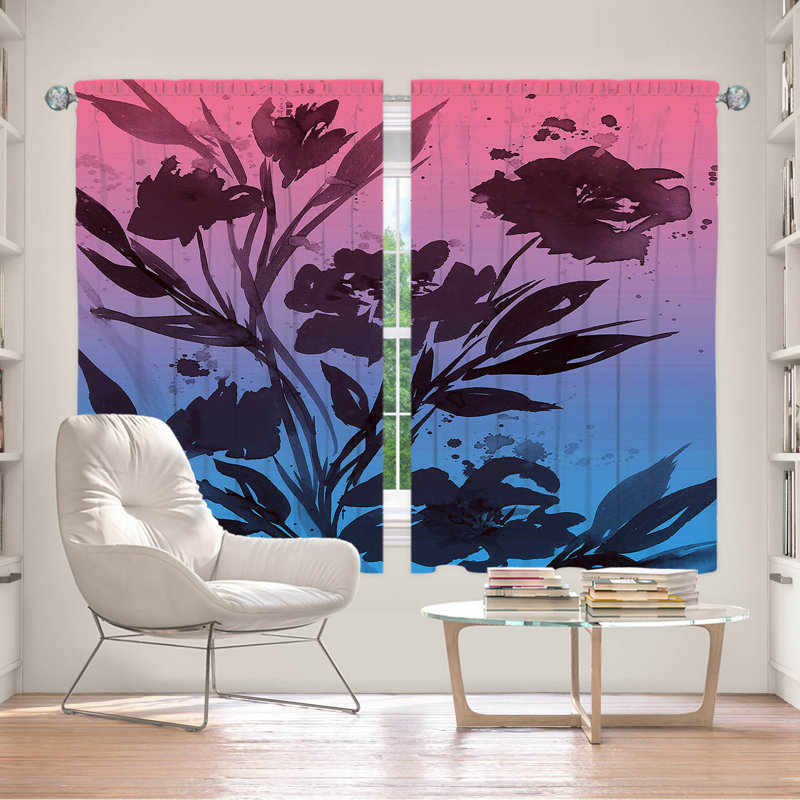 Rideau en polyester, L 56 po x L 78 po, Rose / bleu