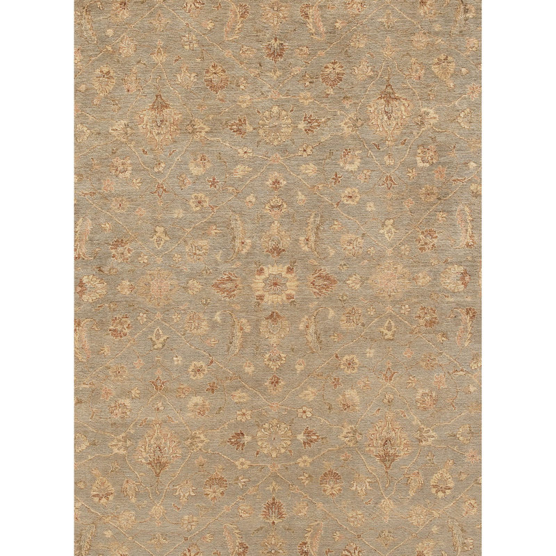 Wool Oriental Area Rug in Beige/Gray/Red, Rectangle 12' x 18'